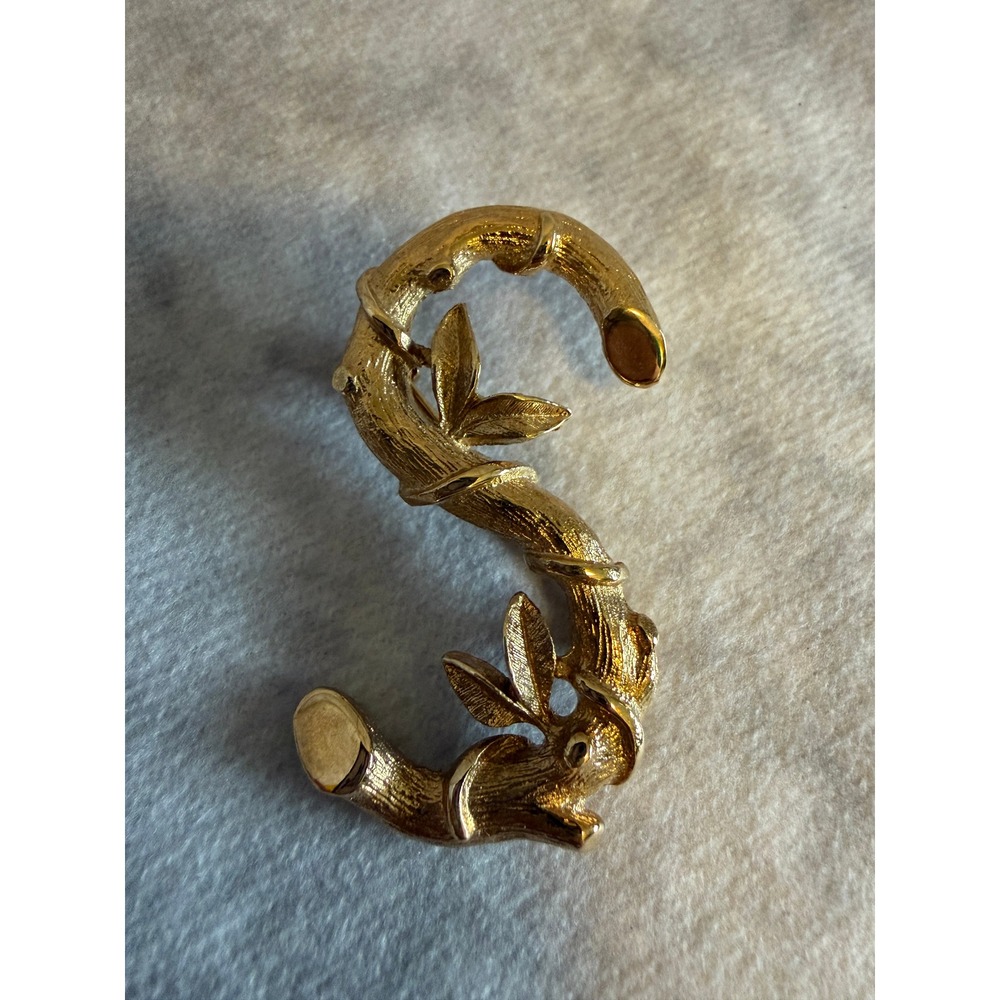 Vintage Sarah Coventry Gold Tone Initial S Branch Leaf Brooch Pin Signed